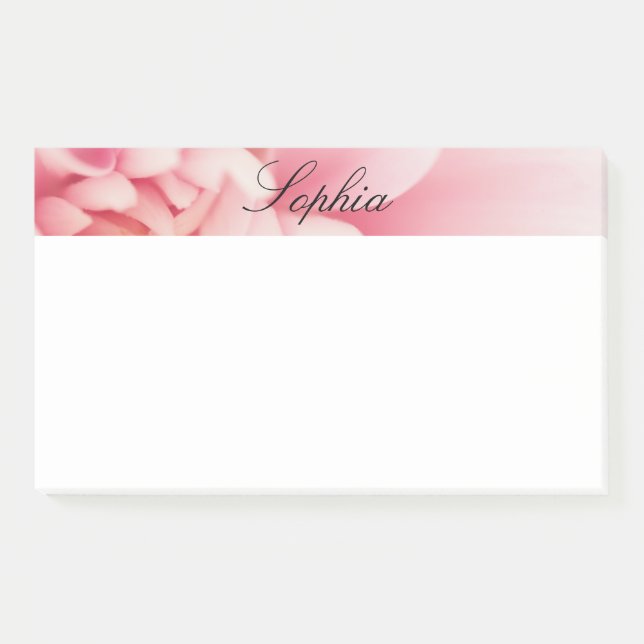 Rosa Blume und Name des schwarzen Skripts Post-it Klebezettel (Vorderseite)