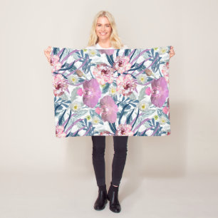 Rosa Blume und Orchideen. Fleecedecke