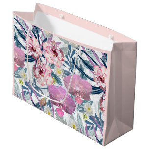 Rosa Blume und Orchideen. Große Geschenktüte