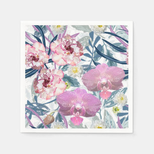 Rosa Blume und Orchideen. Serviette