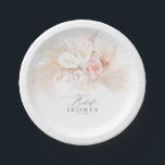 Rosa Blume und Pampas-Gras-Brautparty Pappteller<br><div class="desc">Rosa Blume,  Brautparty-Teller aus Pampas</div>
