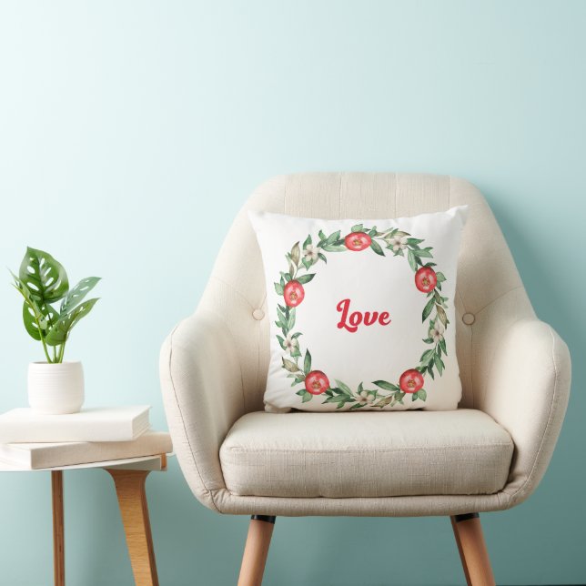 Rosa Blume und Pomegrana Weihnachtskranz | Liebe Kissen (Stuhl )