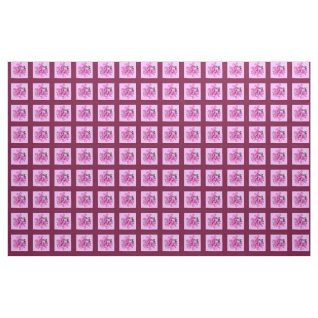 Rosa Blume und Quadrat Stoff (Yard (91,4 cm))