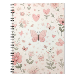 Rosa Blume und Schmetterlinge Baby-Notebook Notizblock