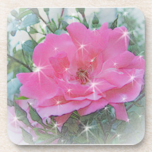 Rosa Blume und Sterne Getränkeuntersetzer