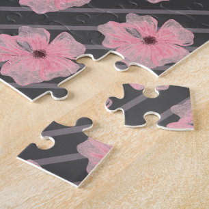 Rosa Blume und Streifen Jigsaw Puzzle