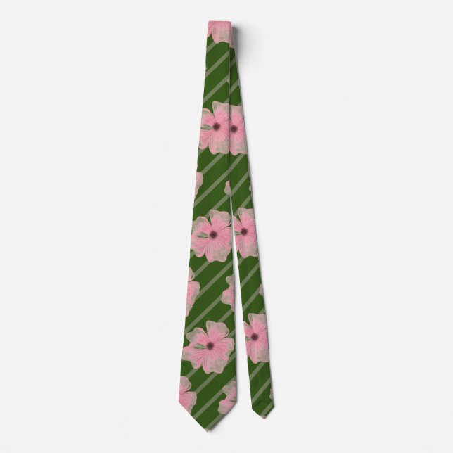 Rosa Blume und Streifen Krawatte (Vorderseite)