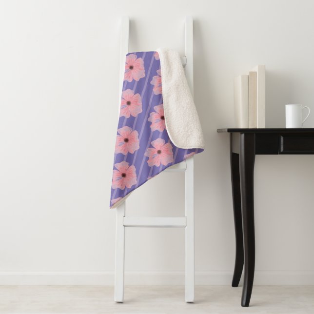 Rosa Blume und Streifen Sherpa Blankon Sherpadecke (Beispiel)
