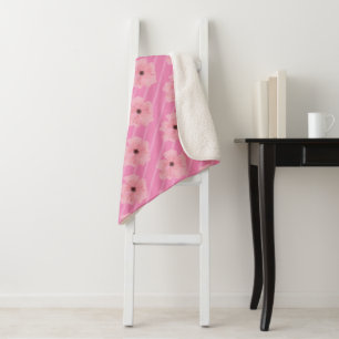 Rosa Blume und Streifen Sherpa Blankon Sherpadecke
