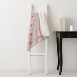Rosa Blume und Streifen Sherpa Blankon Sherpadecke