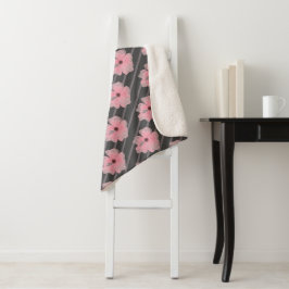 Rosa Blume und Streifen Sherpa Blankon Sherpadecke