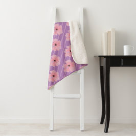Rosa Blume und Streifen Sherpa Blankon Sherpadecke