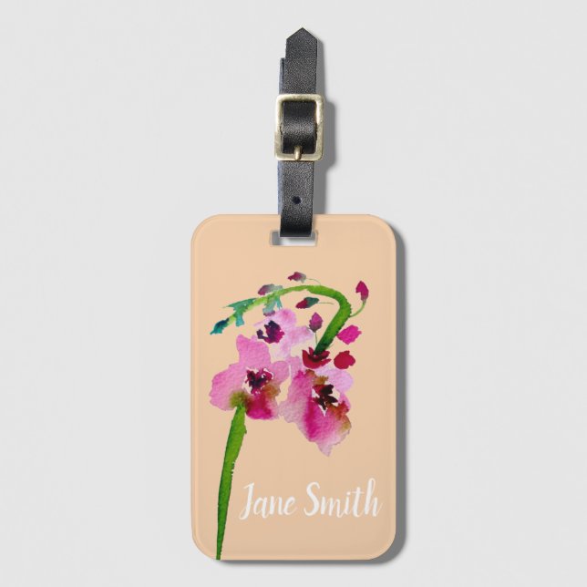 Rosa Blume Verbascum Blütenröte Kunst Gepäckanhänger (Vorderseite Vertikal)