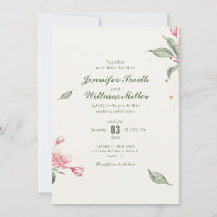 Rosa Blume Vintage Hochzeit Einladung