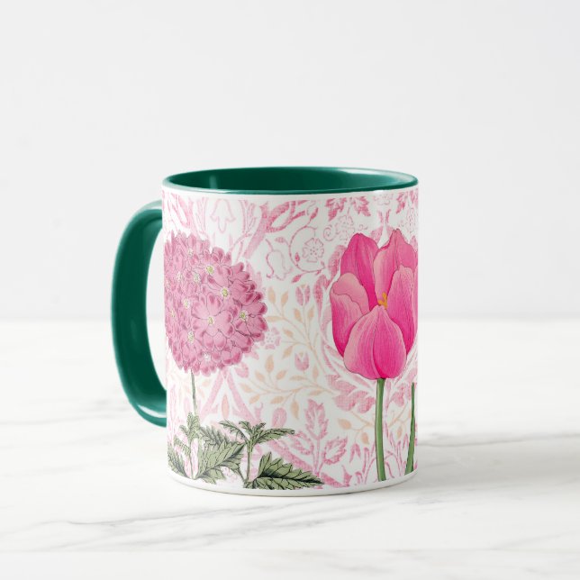 Rosa Blume Vintager Stil Tasse Cup (Vorderseite Links)