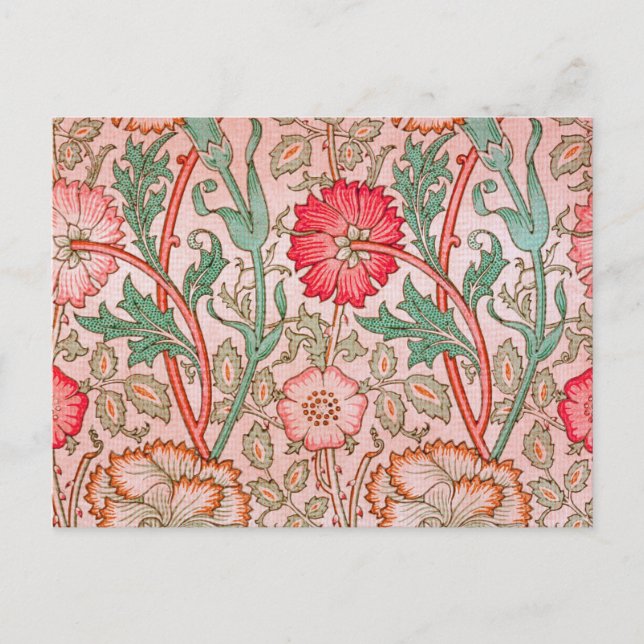 Rosa Blume von William Morris Postkarte (Vorderseite)