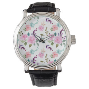 Rosa Blume Wasserfarbe nahtlos Armbanduhr