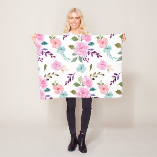 Rosa Blume Wasserfarbe nahtlos Fleecedecke