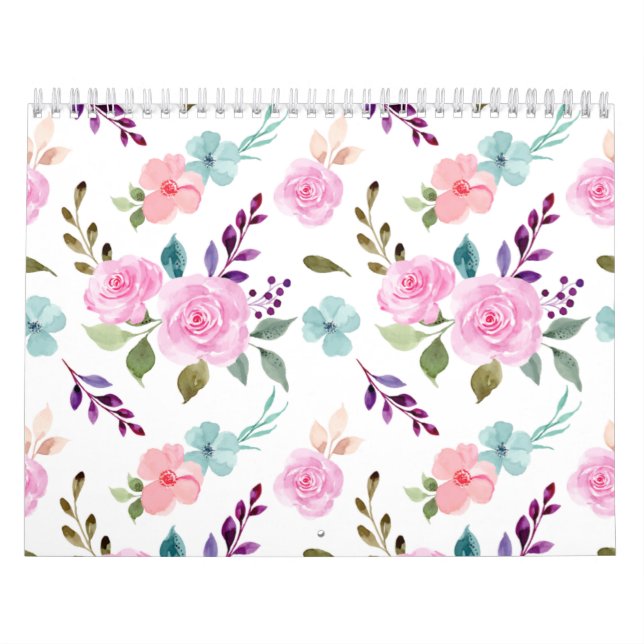 Rosa Blume Wasserfarbe nahtlos Kalender (Titelbild)