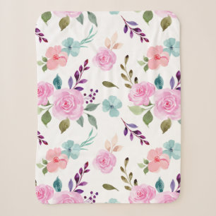 Rosa Blume Wasserfarbe nahtlos Sherpadecke