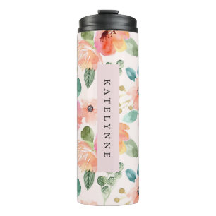 Rosa Blume Wasserfarben-Reisen Thermal Tumbler Thermosbecher