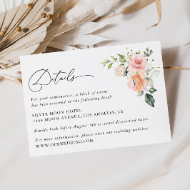 Rosa Blume, weiße Blume, Boho, Angaben zur Hochzei Begleitkarte