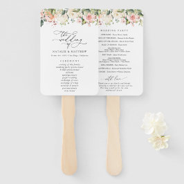 Rosa Blume, weiße Blume, Boho, Hochzeitsprogramm Fächer