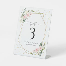Rosa Blume, weiße Blume, Boho, Tischnummern Sockelschild