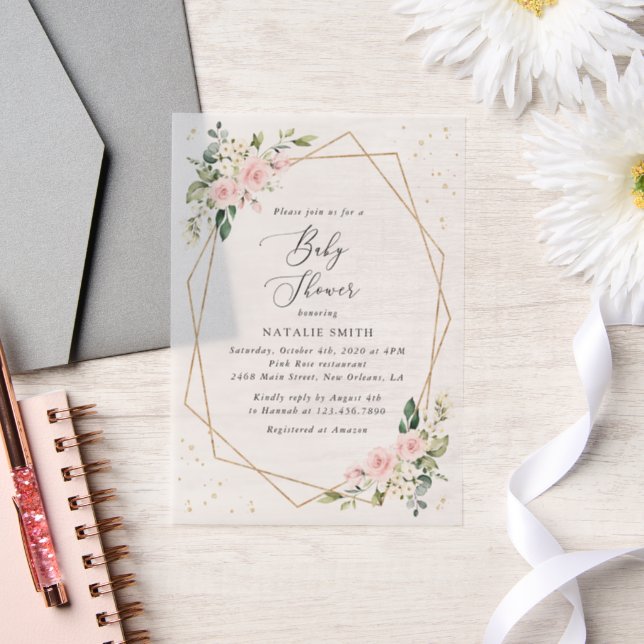Rosa Blume, weiße Blume, Grünpflanzen, Babydusche (Hochzeit)
