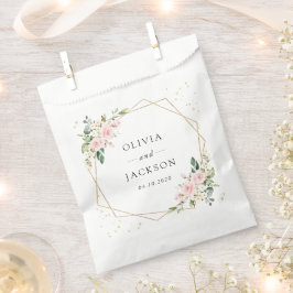 Rosa Blume, weiße Blume, Grünpflanzen, Hochzeit Geschenktütchen