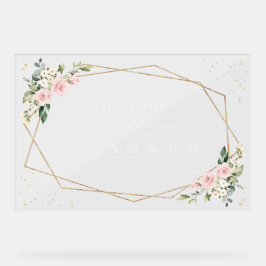 Rosa Blume, weiße Blume, Hochzeitstunde Acrylschild