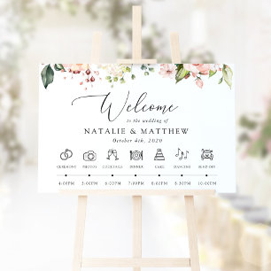 Rosa Blume, weiße Blume, Hochzeitstunde Poster