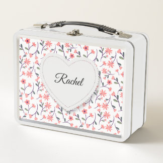 Rosa Blume Weiße Herzmuskelschule Metall Brotdose