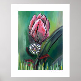 Rosa Blume Weiße Wohngestaltung-Farbstiche Poster