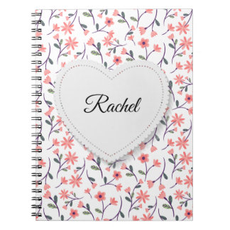 Rosa Blume Weißes Herz Geschenk Journal Note Book Notizblock