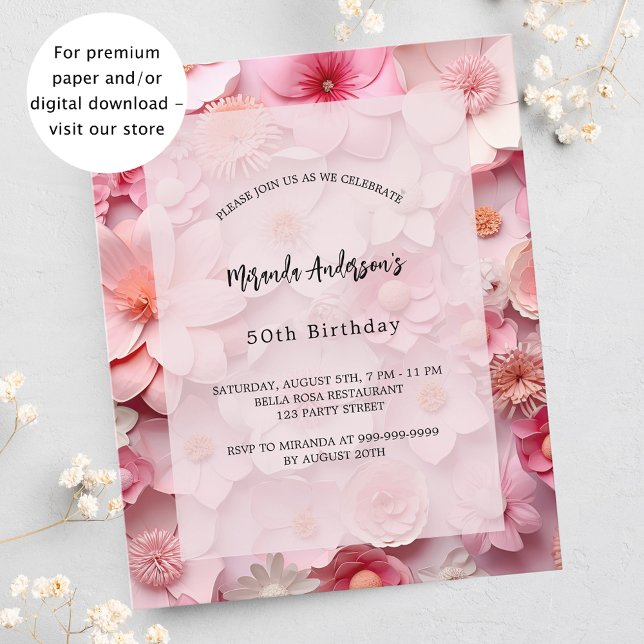 Rosa Blume zum Geburtstag - Einladung Flyer (Von Creator hochgeladen)