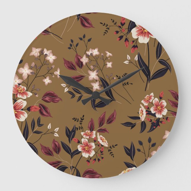 Rosa Blume Zweig, abstrakte Zusammensetzung. Große Wanduhr (Vorderseite)