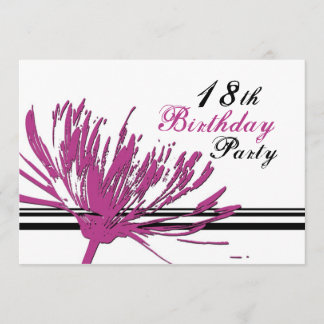 Rosa Blumen-18. Geburtstags-Party Einladung