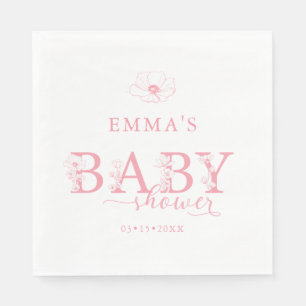 Rosa Blumen-Baby-Party Elegante Wildblumen Serviette
