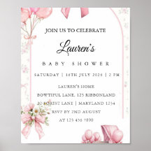 Rosa Blumen Baby Shower Einladungsplakat