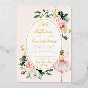 Rosa Blumen-Ballerina Kindergeburtstag Folieneinladung