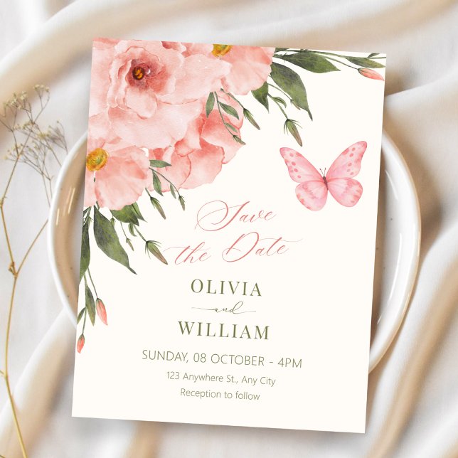 Rosa Blumen blühen Hochzeit Save The Date (Von Creator hochgeladen)
