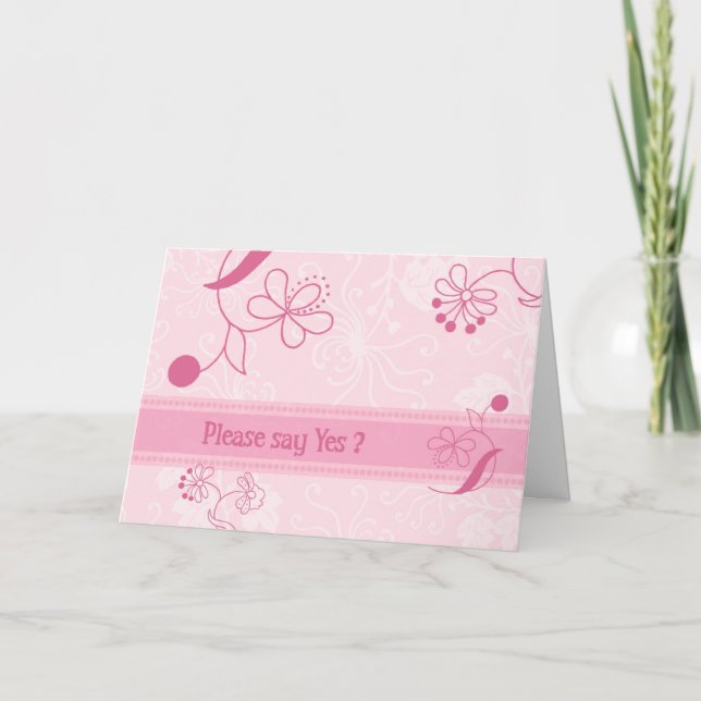 Rosa Blumen-Blumen-Mädchen-Einladungs-Karte Einladung (Vorderseite)