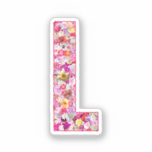 Rosa Blumen Botanisches Monogramm Buchstabe L Für Aufkleber