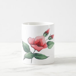 rosa Blumen, botanisches rotes Mit Blumengrün Kaffeetasse