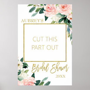 Rosa Blumen Braut‑Party Fotokabinenrahmen Poster