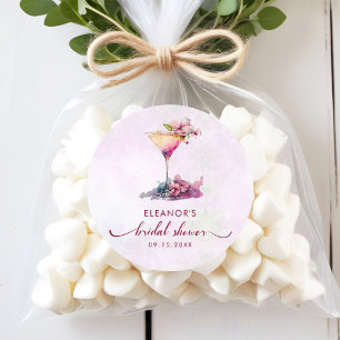 Rosa Blumen-Brautjunggesellinnenabschied  Runder Aufkleber