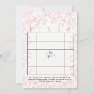 Rosa Blumen Brautparty Bingo Karten