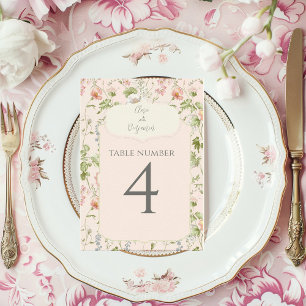 Rosa Blumen-Chinoiserie-Hochzeit Tischnummer