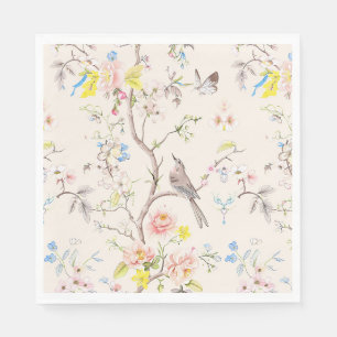 Rosa Blumen-Chinoiserie Serviette